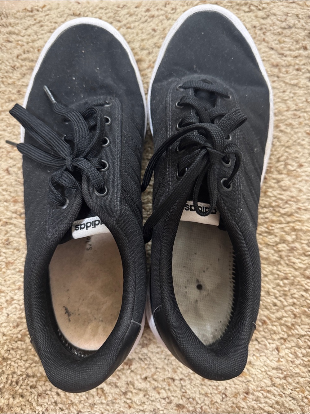 adidas Black Canvas Low-Top Lace-Up Sneakers with White Outsole